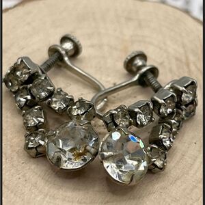 Vintage Dangling Clear Rhinestones Twist-On Earrings